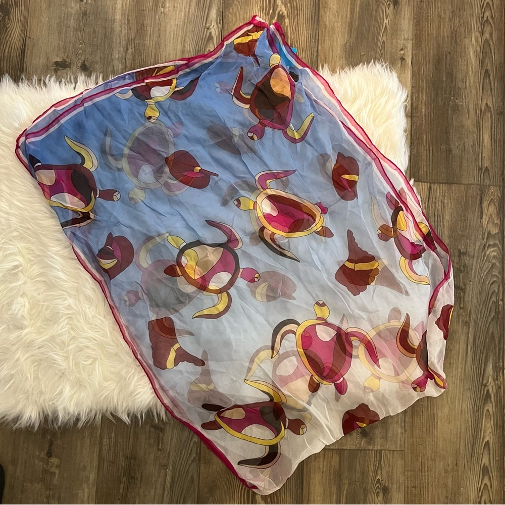 Ruggiero Bignardi Silk Ombre Turtle Print Scarf